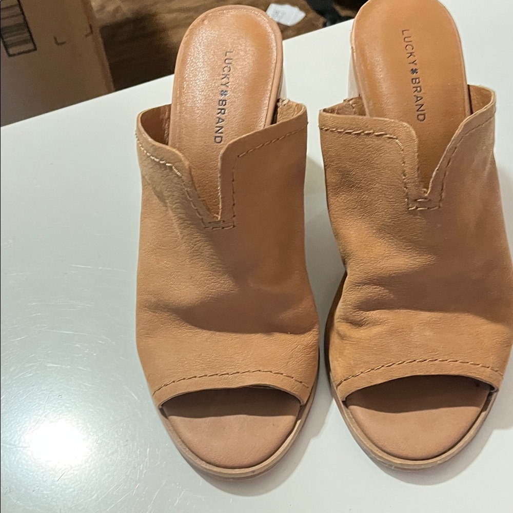 Lucky Brand Tan Leather Mules